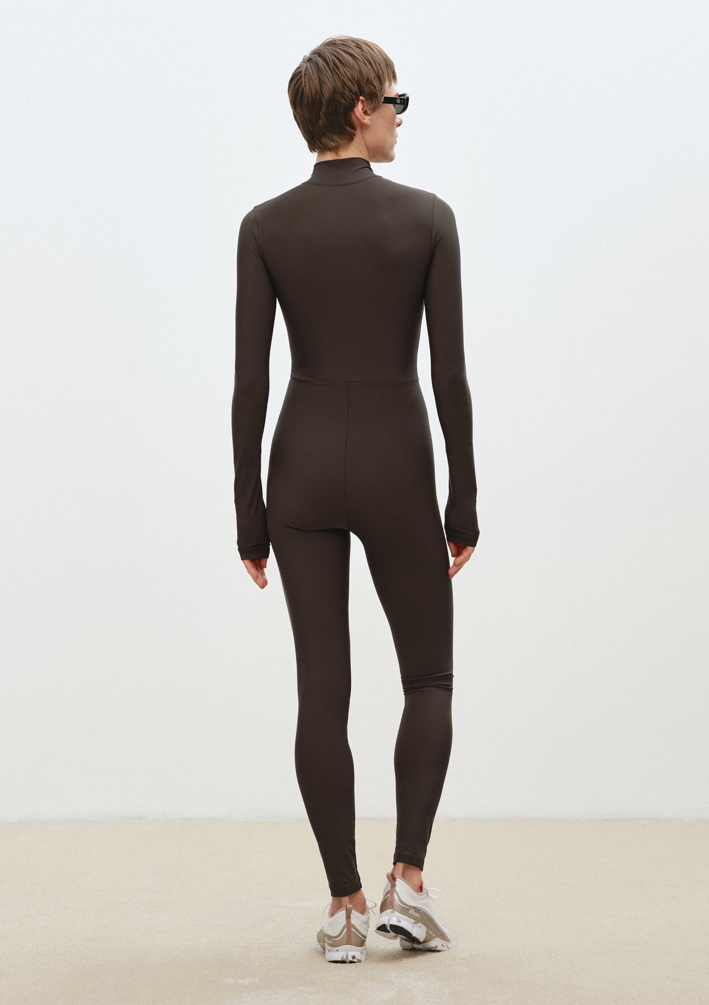 Dark-brown Half-Zip Jumpsuit