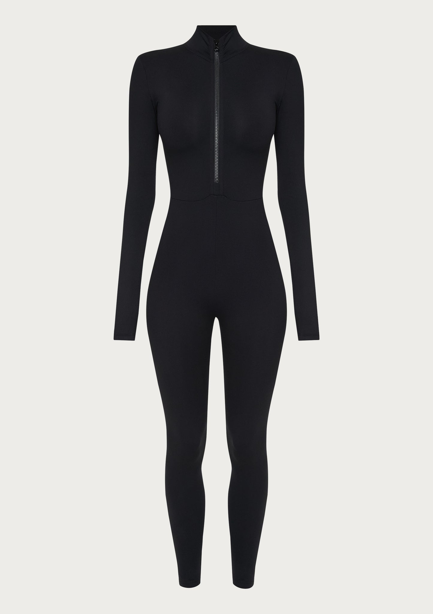 Black Half-Zip Jumpsuit