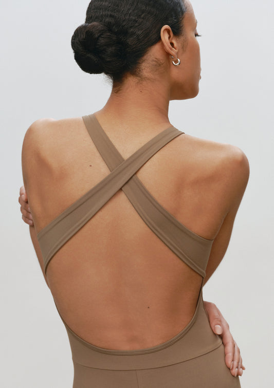 Brown Crossback Jumpsuit