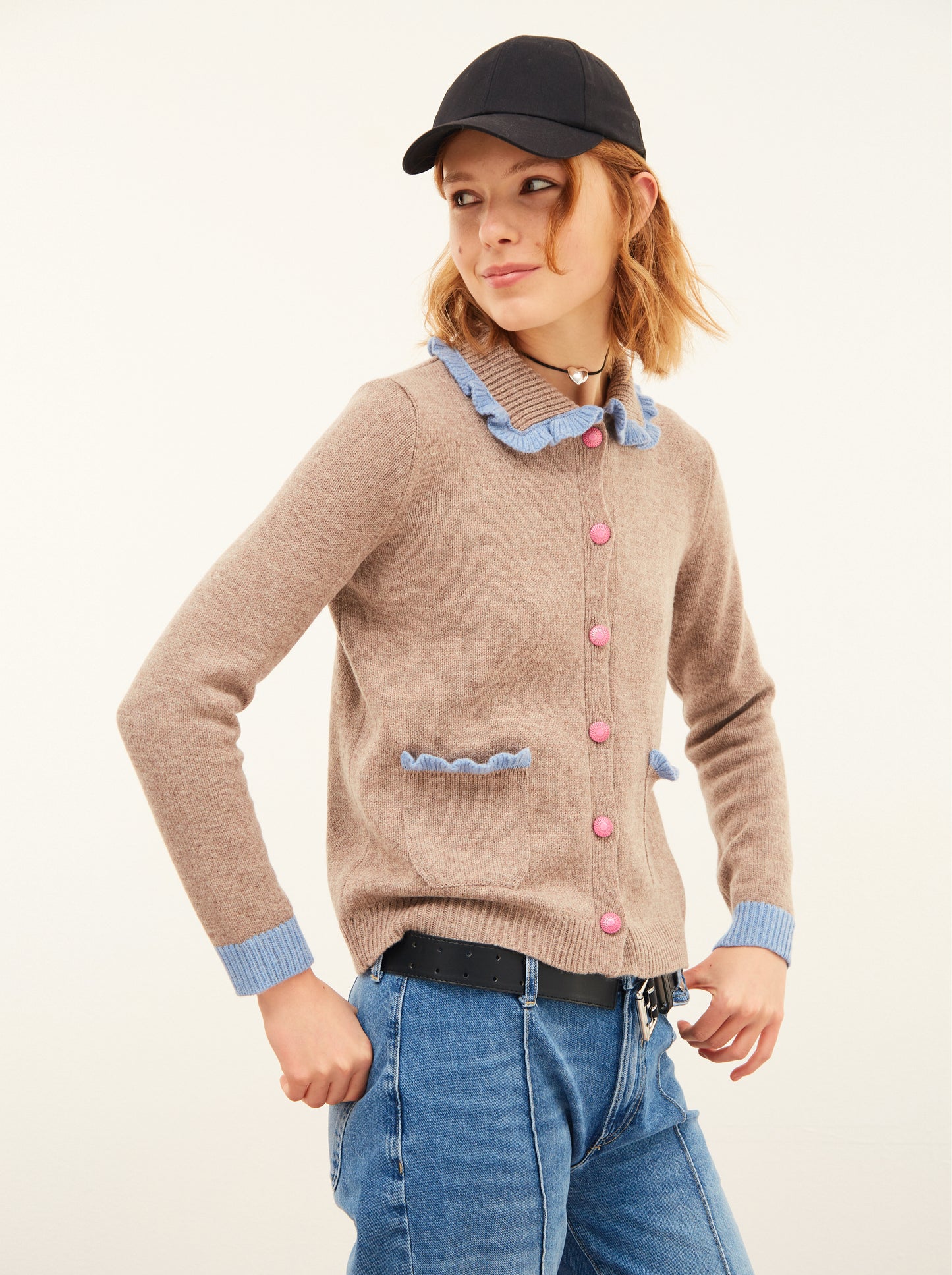 Light Brown Cardigan with Collar