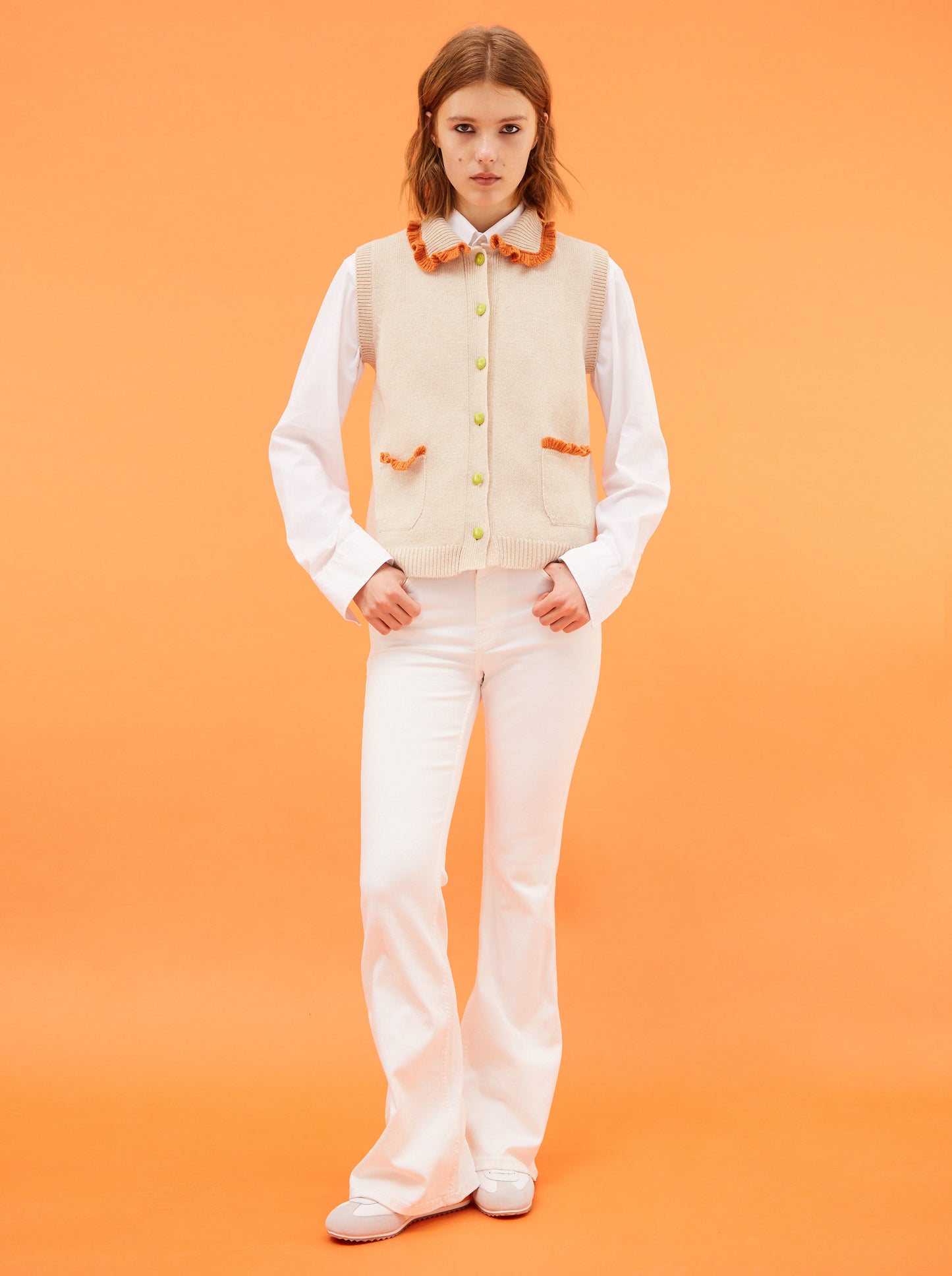 Beige Vest with Collar