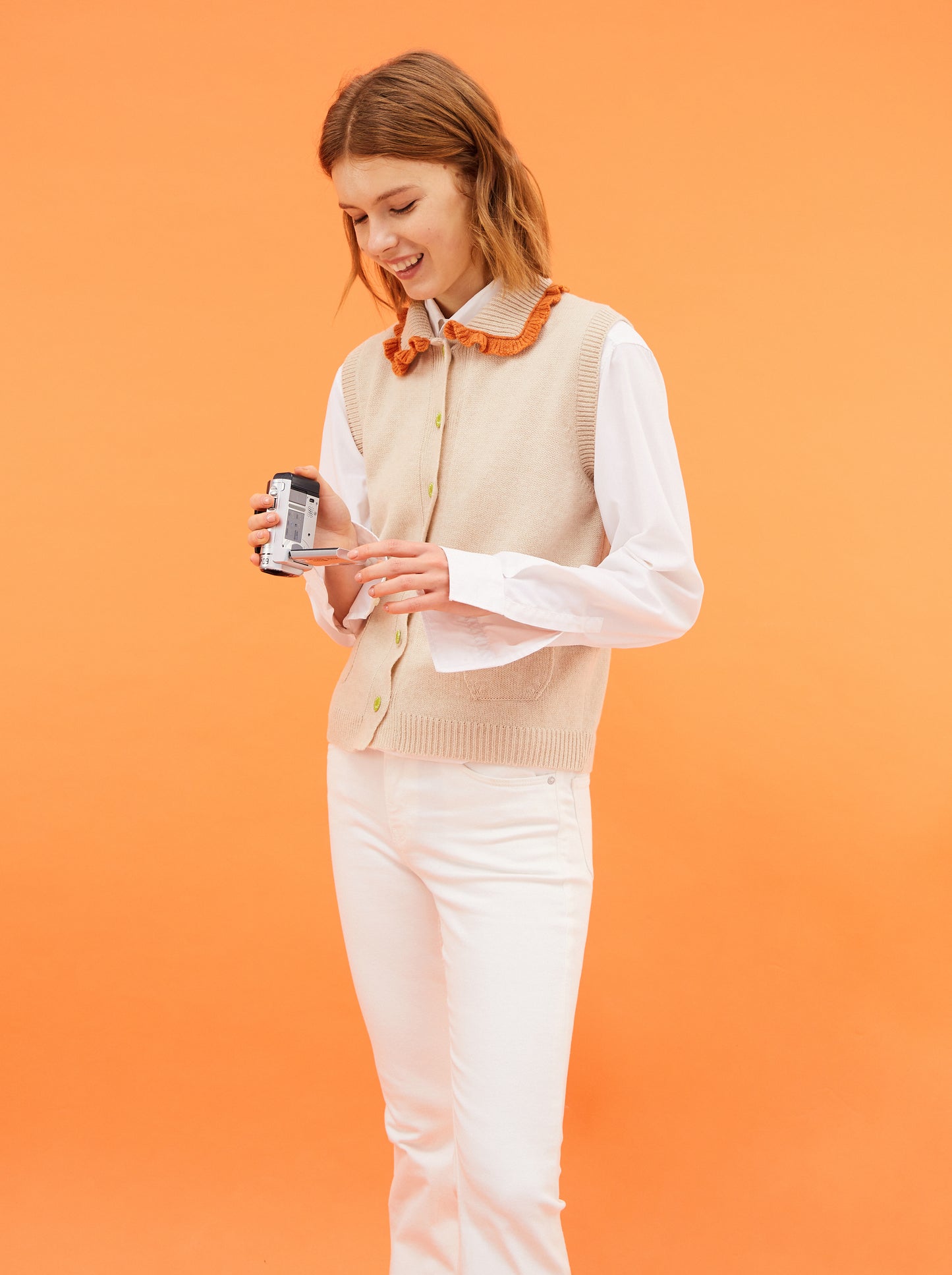 Beige Vest with Collar