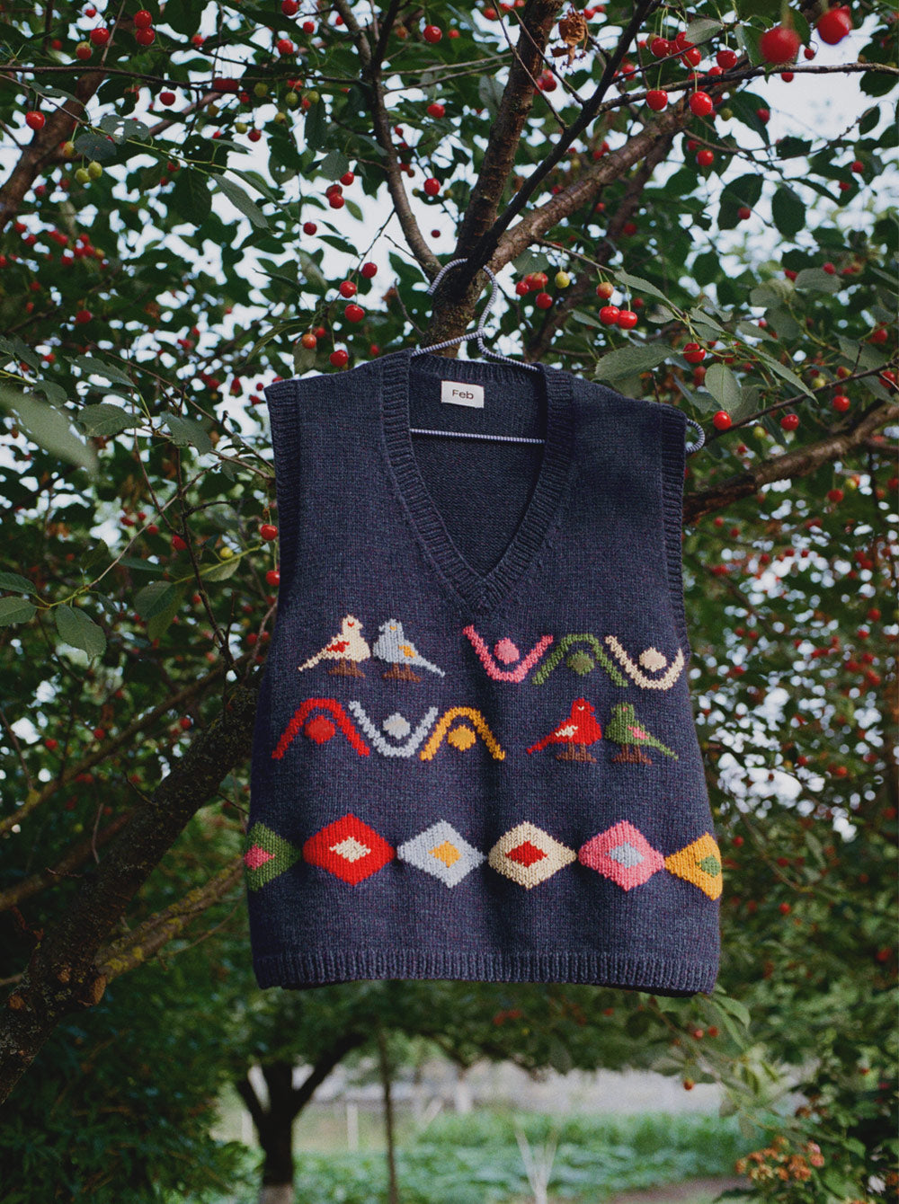 Navy Hand Embroidered Vest
