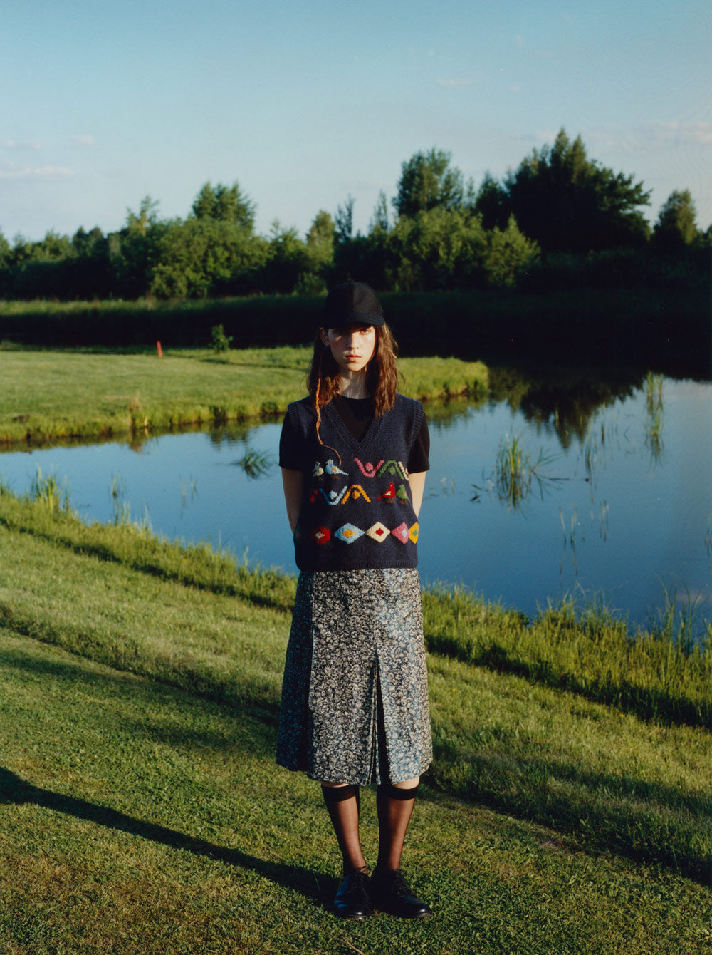 Navy Hand Embroidered Vest