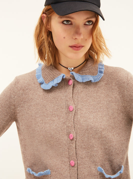Light Brown Cardigan with Collar