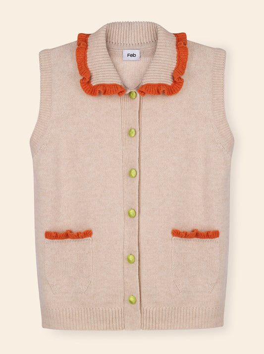 Beige Vest with Collar